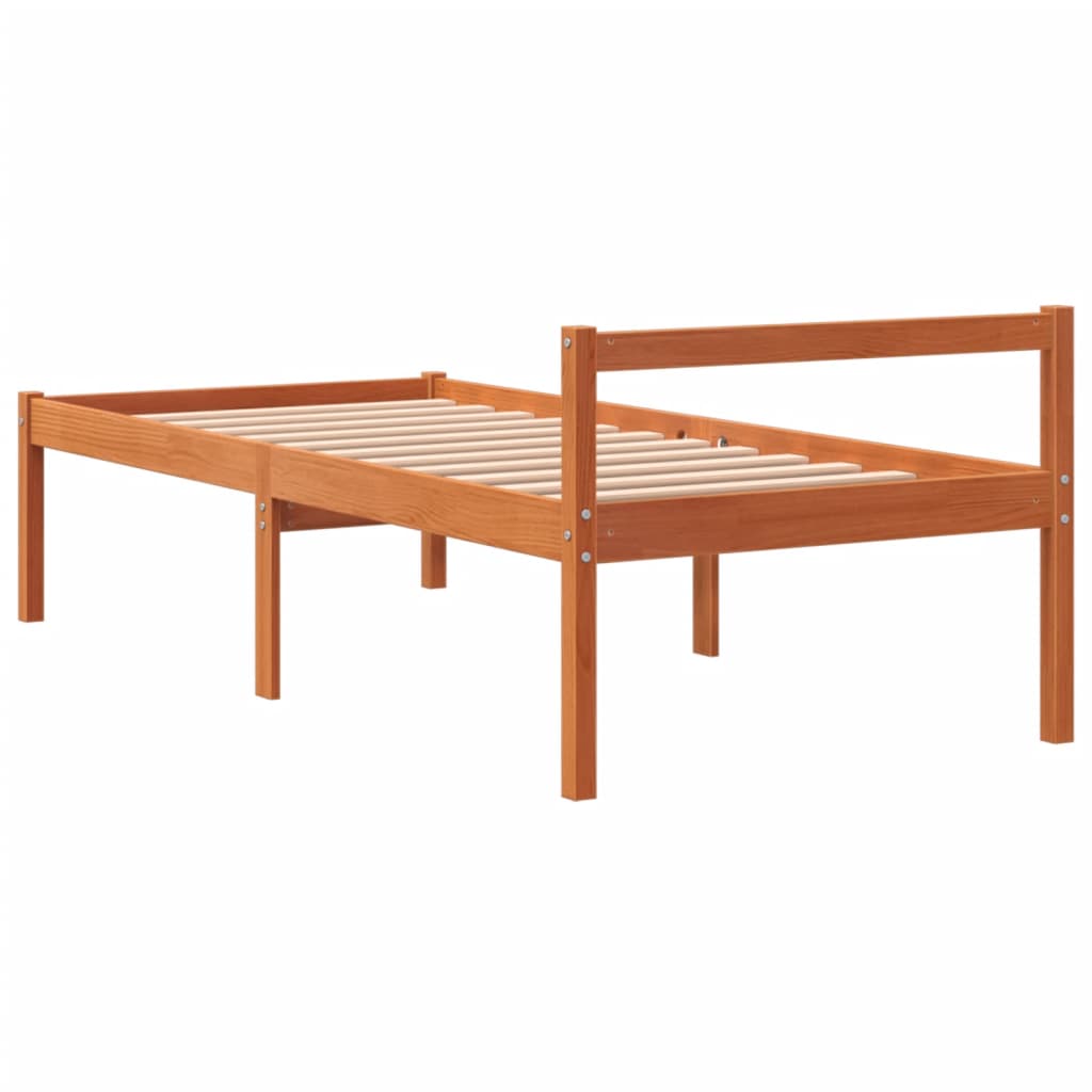 Letto per Anziani Marrone Cera 75x190 cm Legno Massello di Pino - homemem39