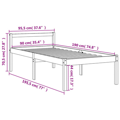 Letto per Anziani Marrone Cera 90x190 cm Legno Massello di Pino - homemem39