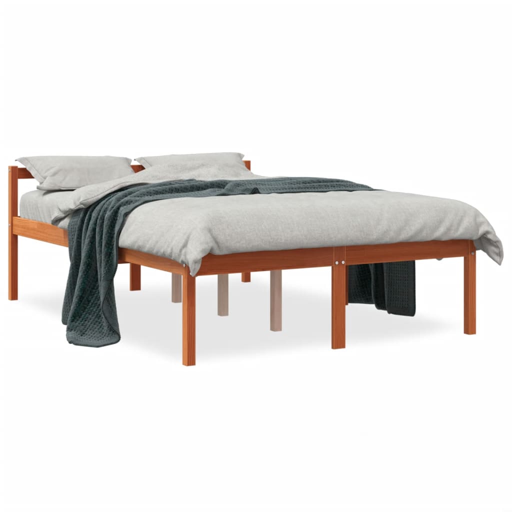 Letto per Anziani Marrone Cera 120x190cm Legno Massello di Pino - homemem39