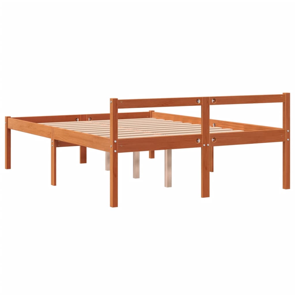 Letto per Anziani Marrone Cera 140x190 cm Legno Massello Pino - homemem39