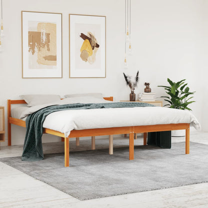 Letto per Anziani Marrone Cera 150x200cm Legno Massello di Pino - homemem39