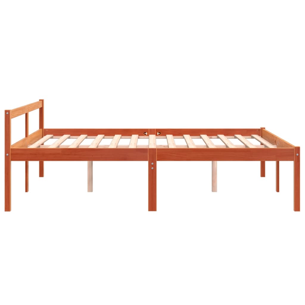 Letto per Anziani Marrone Cera 150x200cm Legno Massello di Pino - homemem39