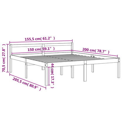 Letto per Anziani Marrone Cera 150x200cm Legno Massello di Pino - homemem39