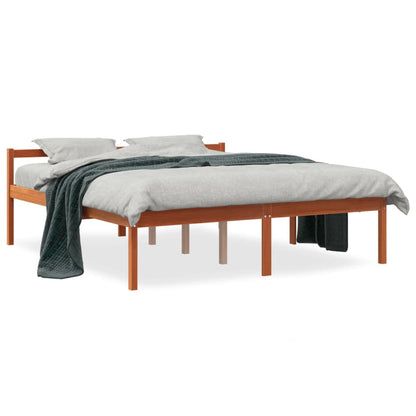 Letto per Anziani Marrone Cera 150x200cm Legno Massello di Pino - homemem39