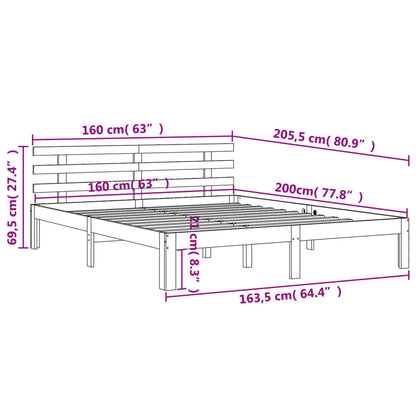 Giroletto con Testiera Marrone Cera 160x200 cm Massello Pino - homemem39