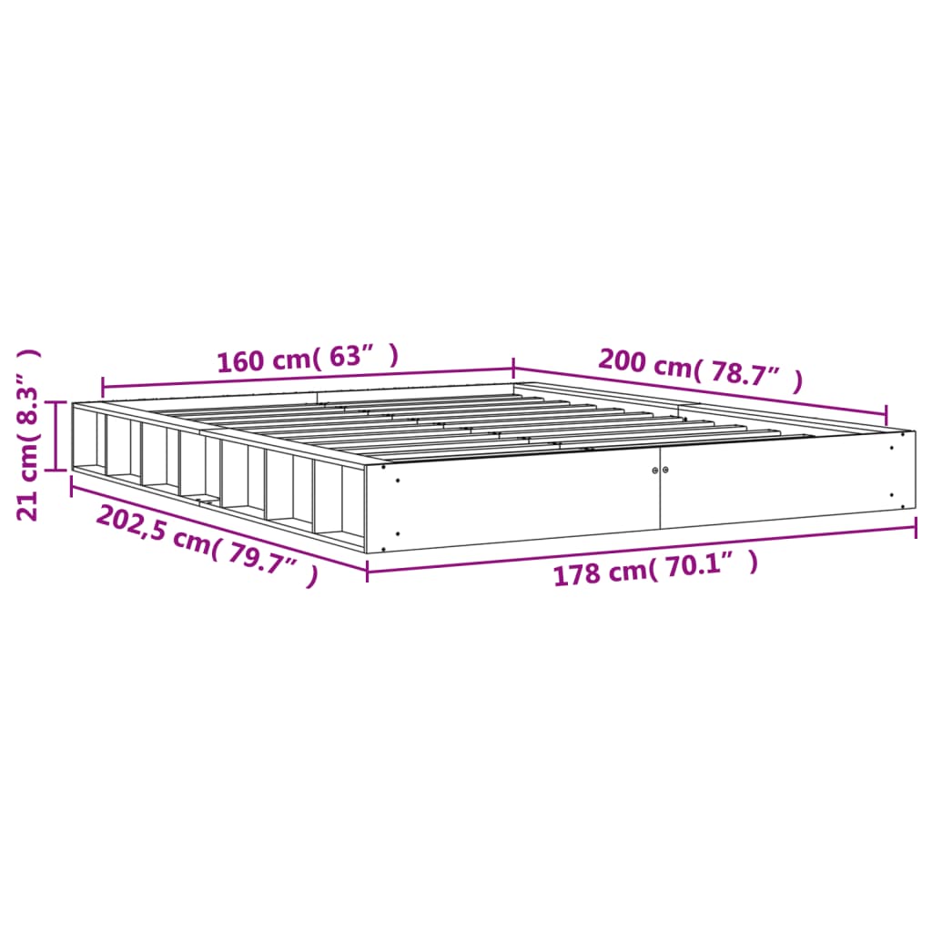 Giroletto Marrone Cera 160x200 cm in Legno Massello di Pino - homemem39