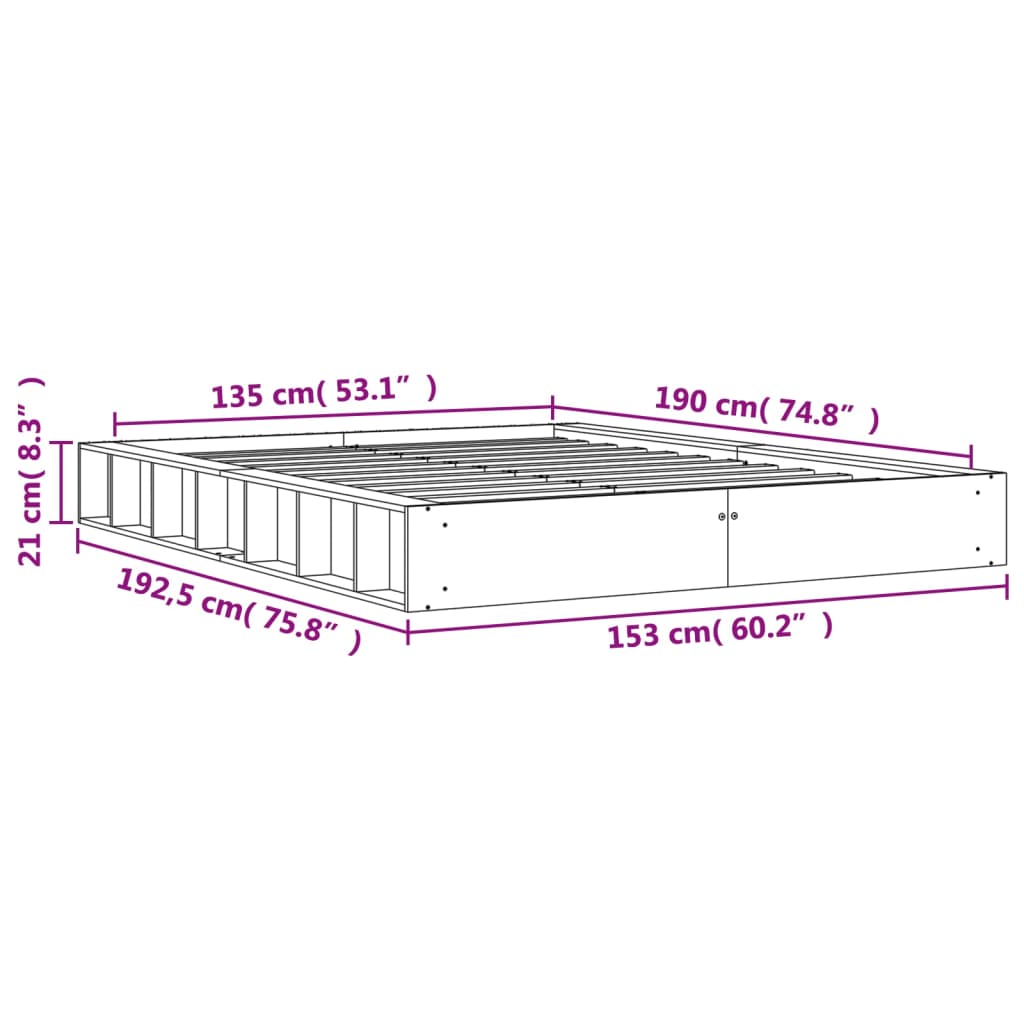 Giroletto Marrone Cera 135x190 cm in Legno Massello di Pino - homemem39