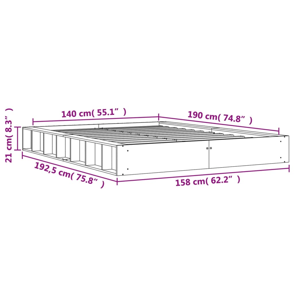 Giroletto Marrone Cera 140x190 cm in Legno Massello di Pino - homemem39