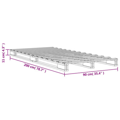 Letto Pallet Marrone Cera 90x200 cm in Legno Massello di Pino - homemem39