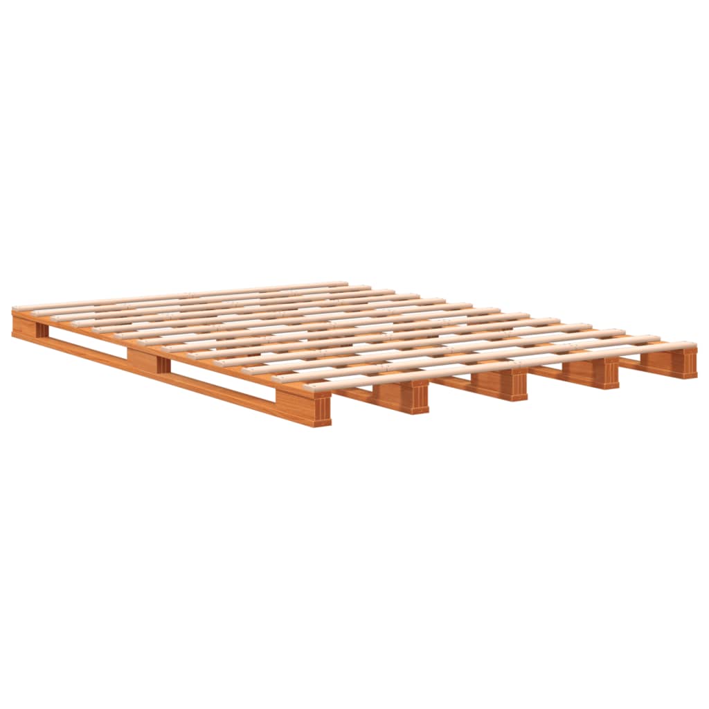 Letto Pallet Marrone Cera 140x200 cm in Legno Massello di Pino - homemem39