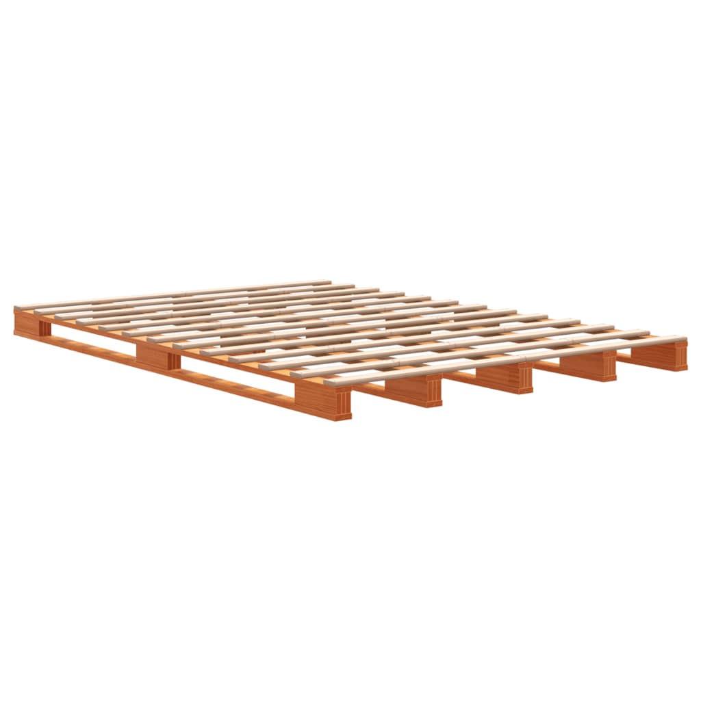 Letto Pallet Marrone Cera 140x200 cm in Legno Massello di Pino - homemem39