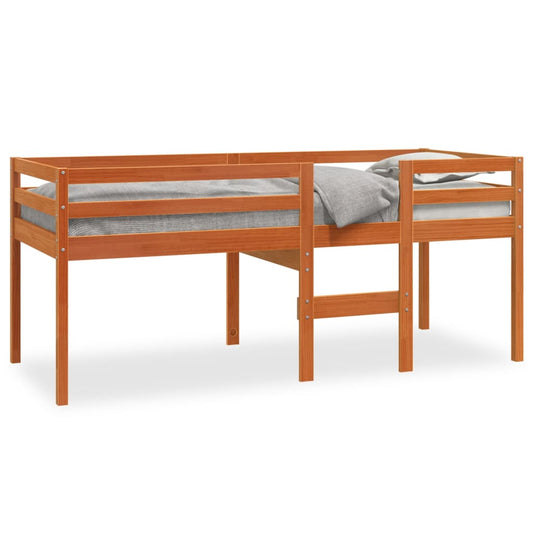 Letto a Soppalco Marrone Cera 90x200 cm Legno Massello di Pino - homemem39