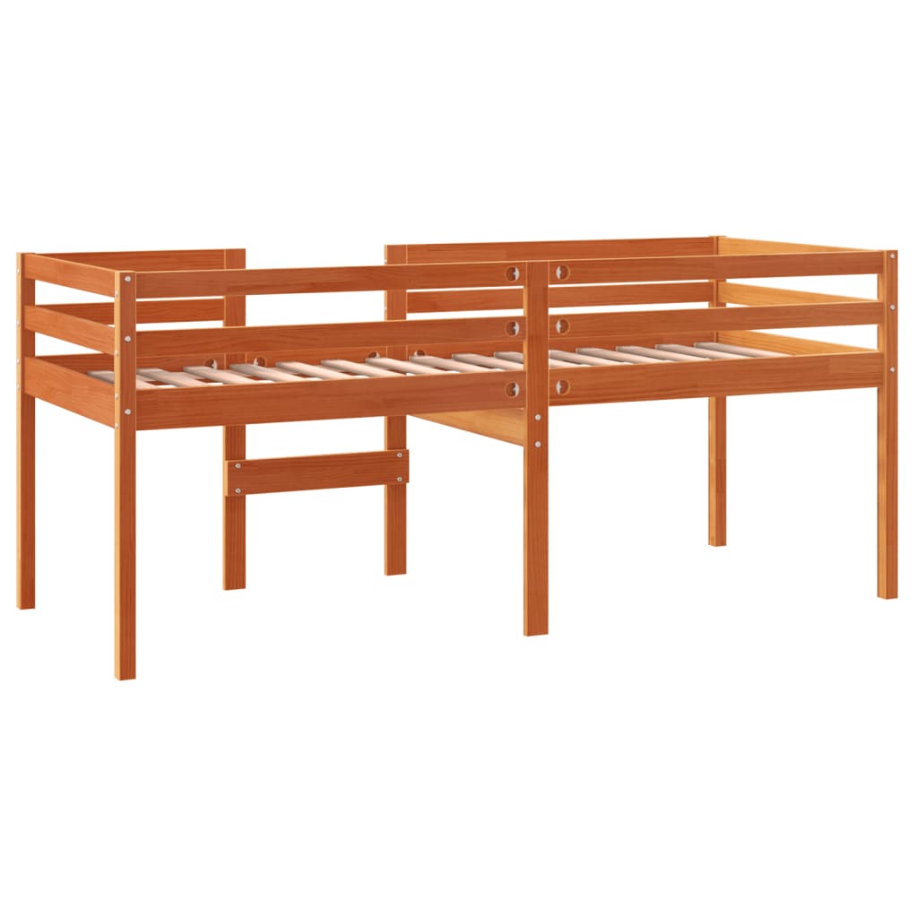 Letto a Soppalco Marrone Cera 90x190 cm Legno Massello di Pino - homemem39