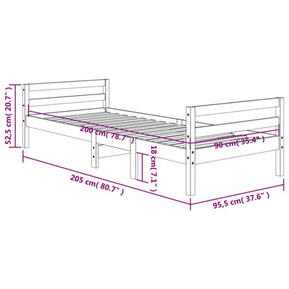 Giroletto Marrone Cera 90x200 cm in Legno Massello di Pino - homemem39