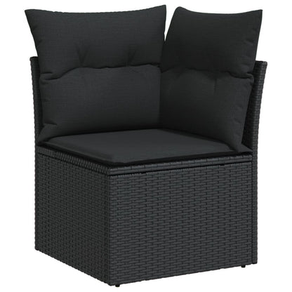 Divano Angolare da Giardino con Cuscini Nero in Polyrattan - homemem39