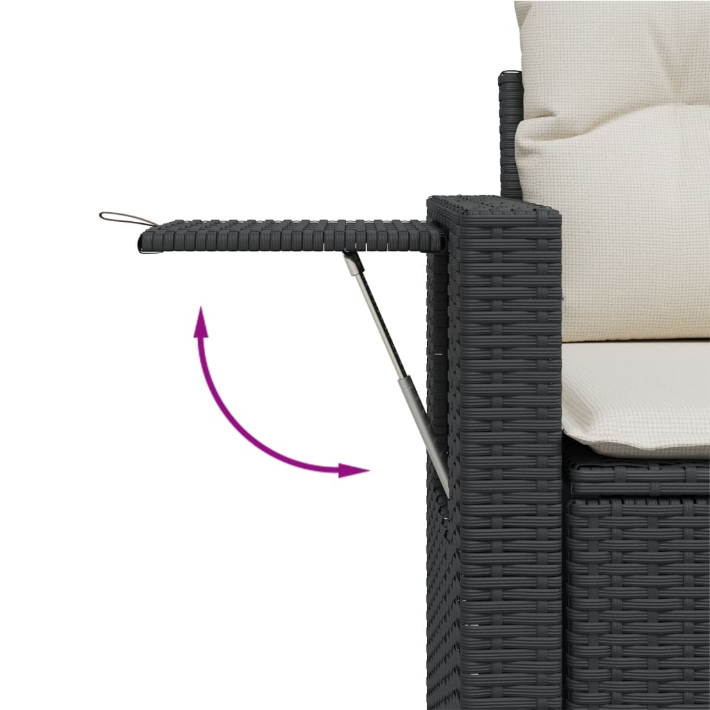 Divano da Giardino con Cuscini a 2 Posti Nero in Polyrattan - homemem39