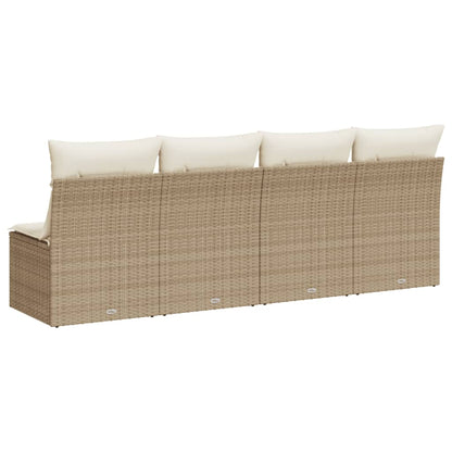 Divano da Giardino con Cuscini a 4 Posti Beige in Polyrattan - homemem39