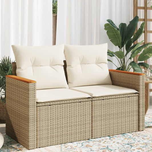 Divano da Giardino con Cuscini a 2 Posti Beige in Polyrattan - homemem39