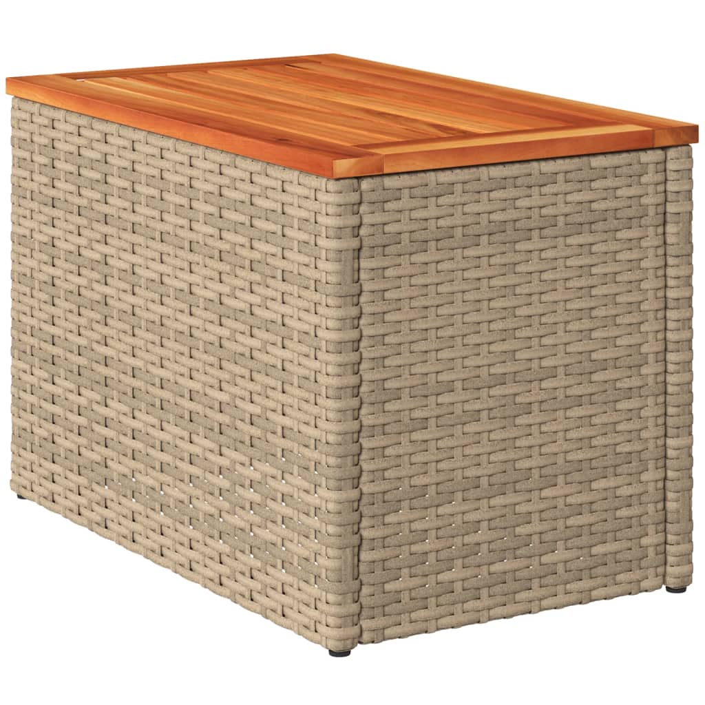 Tavolini Giardino 2pz Beige 55x34x37 Polyrattan Legno Massello - homemem39