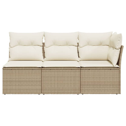 Divano da Giardino con Cuscini a 3 Posti Beige in Polyrattan - homemem39