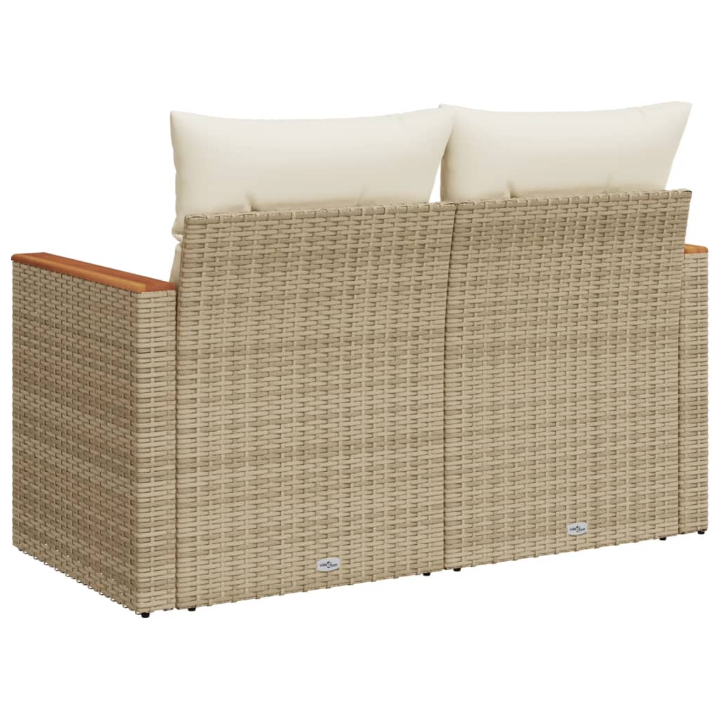 Divano da Giardino con Cuscini a 2 Posti Beige in Polyrattan - homemem39