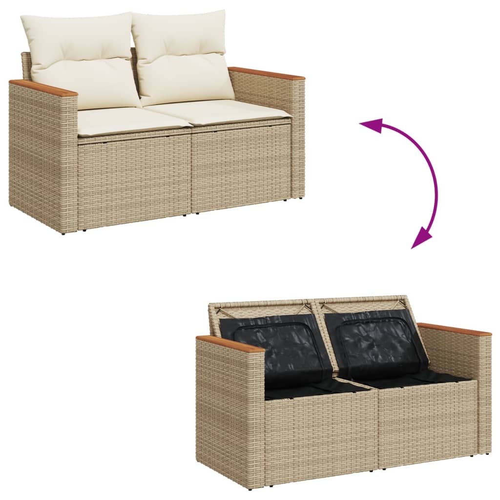 Divano da Giardino con Cuscini a 2 Posti Beige in Polyrattan - homemem39