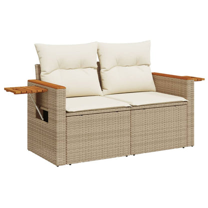 Divano da Giardino con Cuscini a 2 Posti Beige in Polyrattan - homemem39