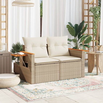 Divano da Giardino con Cuscini a 2 Posti Beige in Polyrattan - homemem39