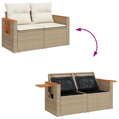 Divano da Giardino con Cuscini a 2 Posti Beige in Polyrattan - homemem39