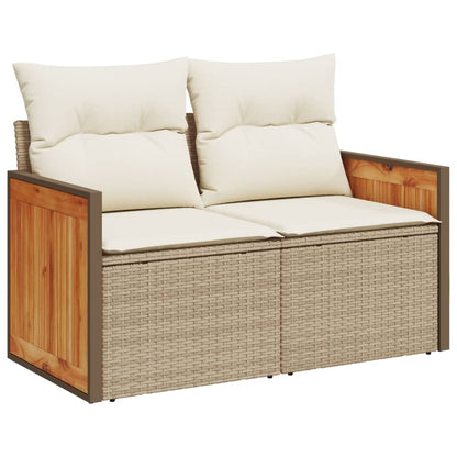 Divano da Giardino con Cuscini a 2 Posti Beige in Polyrattan - homemem39