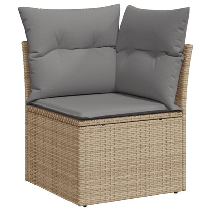 Divano Angolare da Giardino con Cuscini Beige in Polyrattan - homemem39