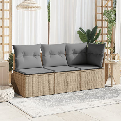 Divano Angolare da Giardino con Cuscini Beige in Polyrattan - homemem39