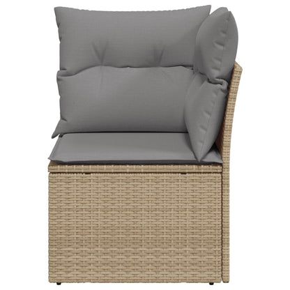 Divano Angolare da Giardino con Cuscini Beige in Polyrattan - homemem39