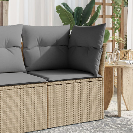 Divano Angolare da Giardino con Cuscini Beige in Polyrattan - homemem39