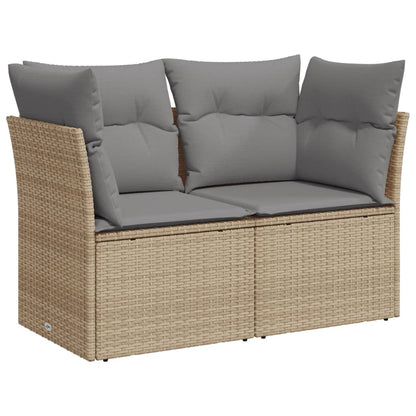 Divano da Giardino con Cuscini a 2 Posti Beige in Polyrattan - homemem39