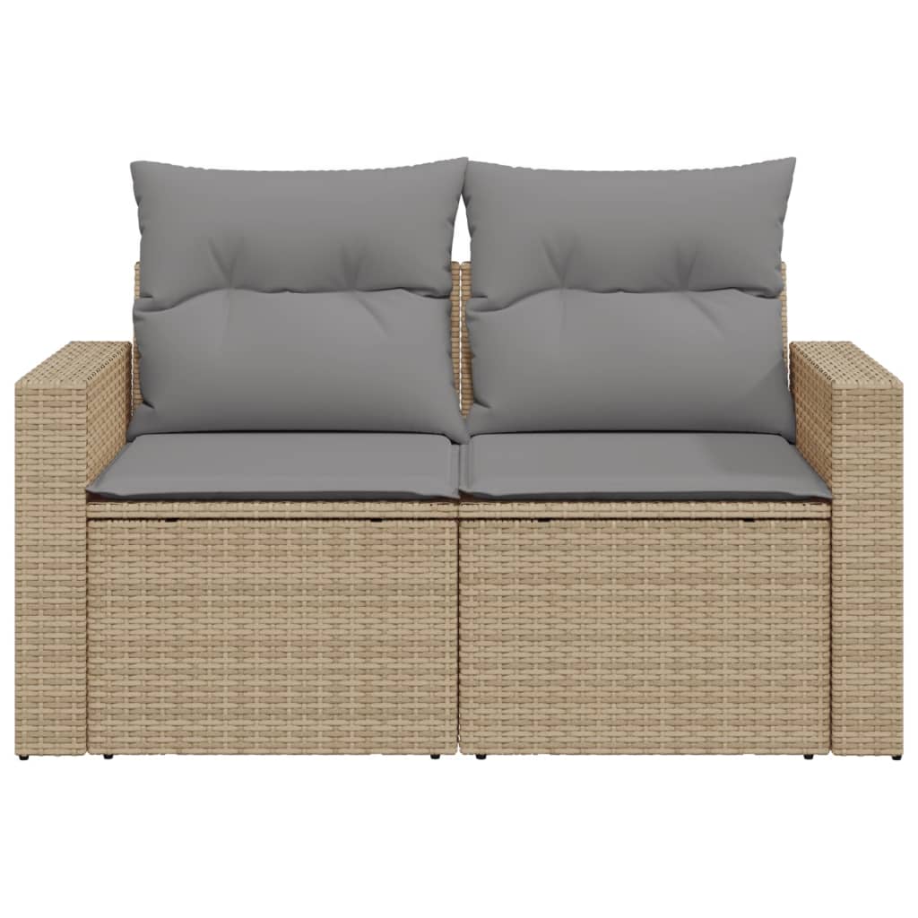 Divano da Giardino con Cuscini a 2 Posti Beige in Polyrattan - homemem39