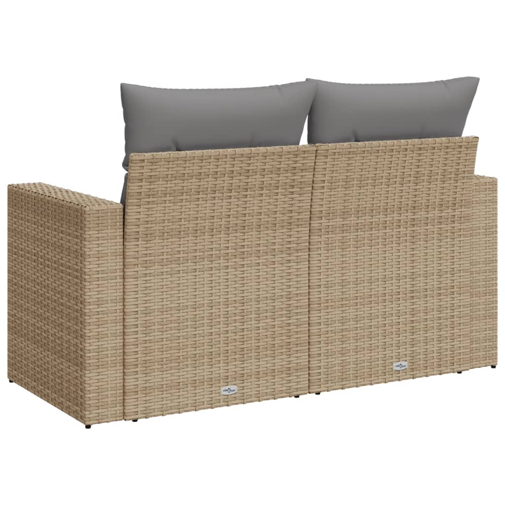 Divano da Giardino con Cuscini a 2 Posti Beige in Polyrattan - homemem39