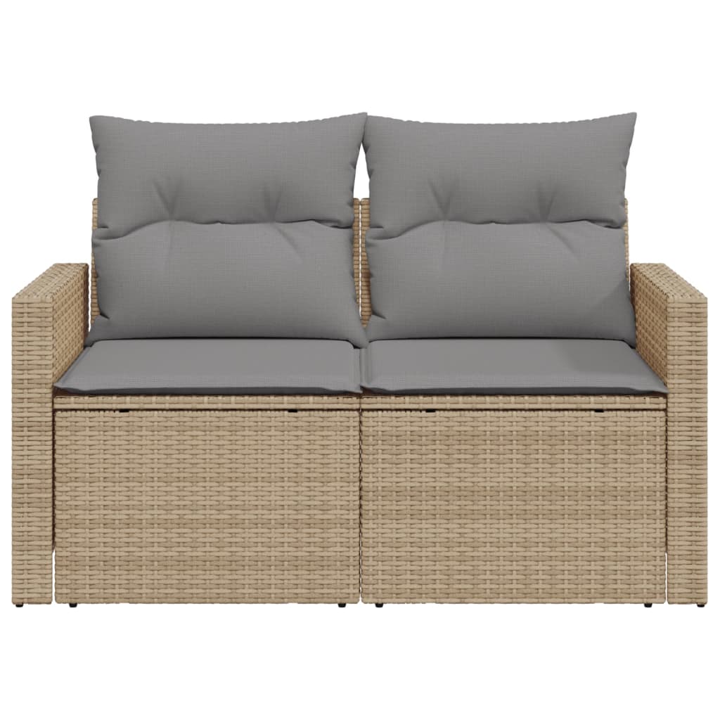 Divano da Giardino con Cuscini a 2 Posti Beige in Polyrattan - homemem39