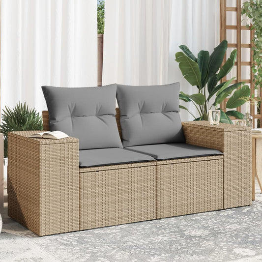 Divano da Giardino con Cuscini a 2 Posti Beige in Polyrattan - homemem39