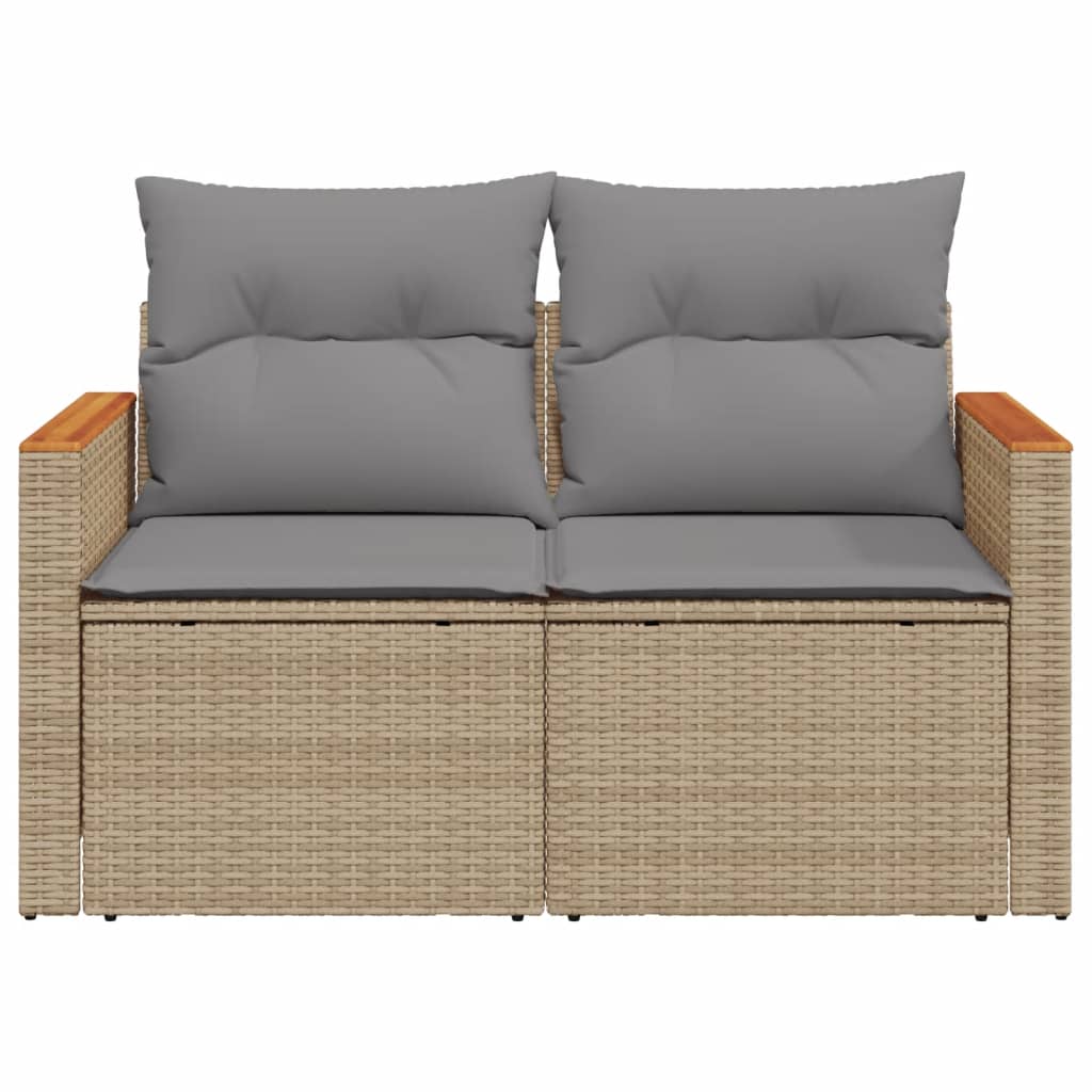 Divano da Giardino con Cuscini a 2 Posti Beige in Polyrattan - homemem39