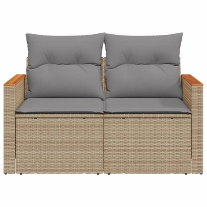 Divano da Giardino con Cuscini a 2 Posti Beige in Polyrattan - homemem39