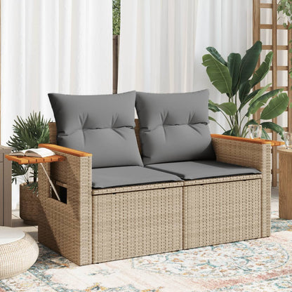 Divano da Giardino con Cuscini a 2 Posti Beige in Polyrattan - homemem39