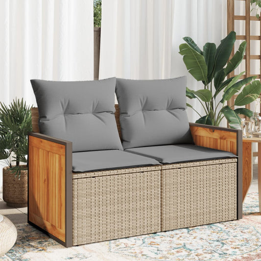 Divano da Giardino con Cuscini a 2 Posti Beige in Polyrattan - homemem39