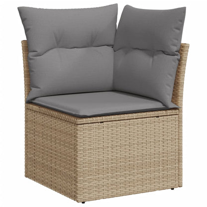 Divano Angolare da Giardino con Cuscini Beige in Polyrattan - homemem39