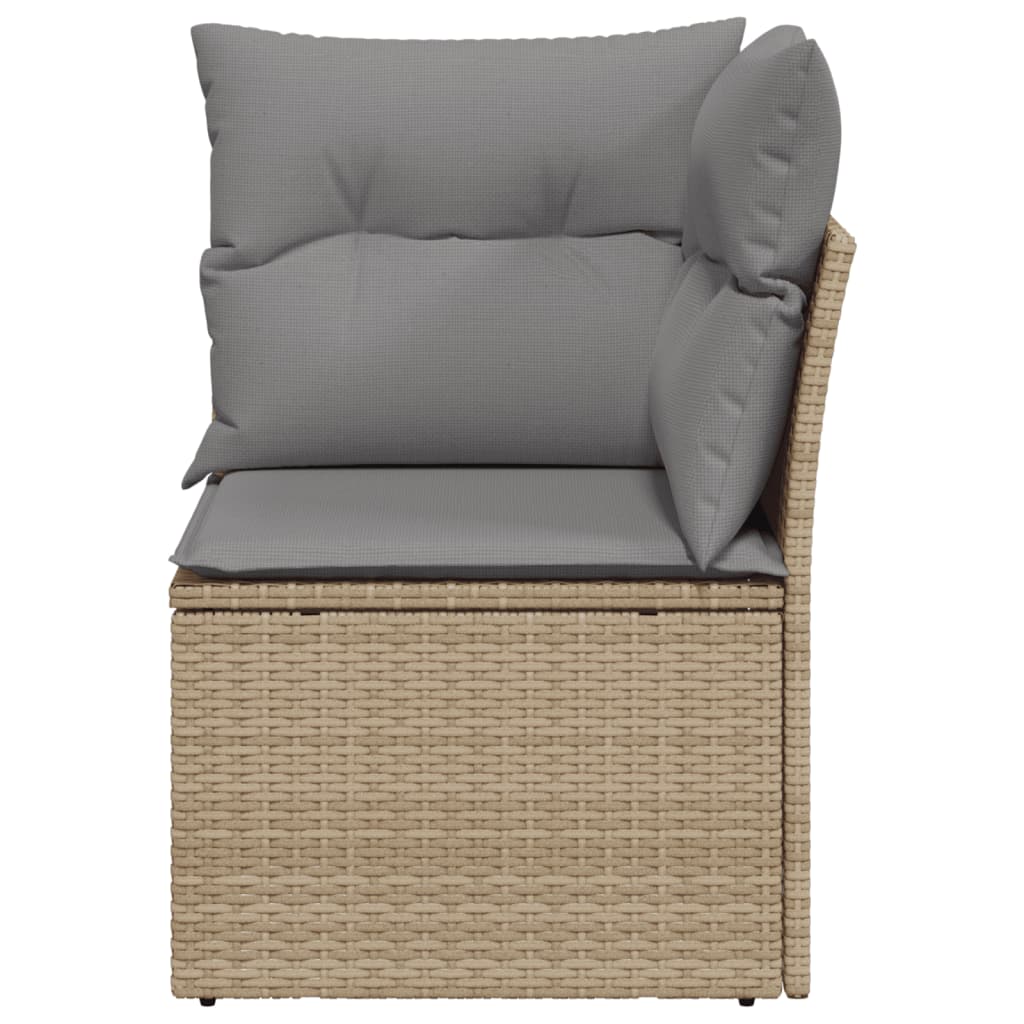 Divano Angolare da Giardino con Cuscini Beige in Polyrattan - homemem39