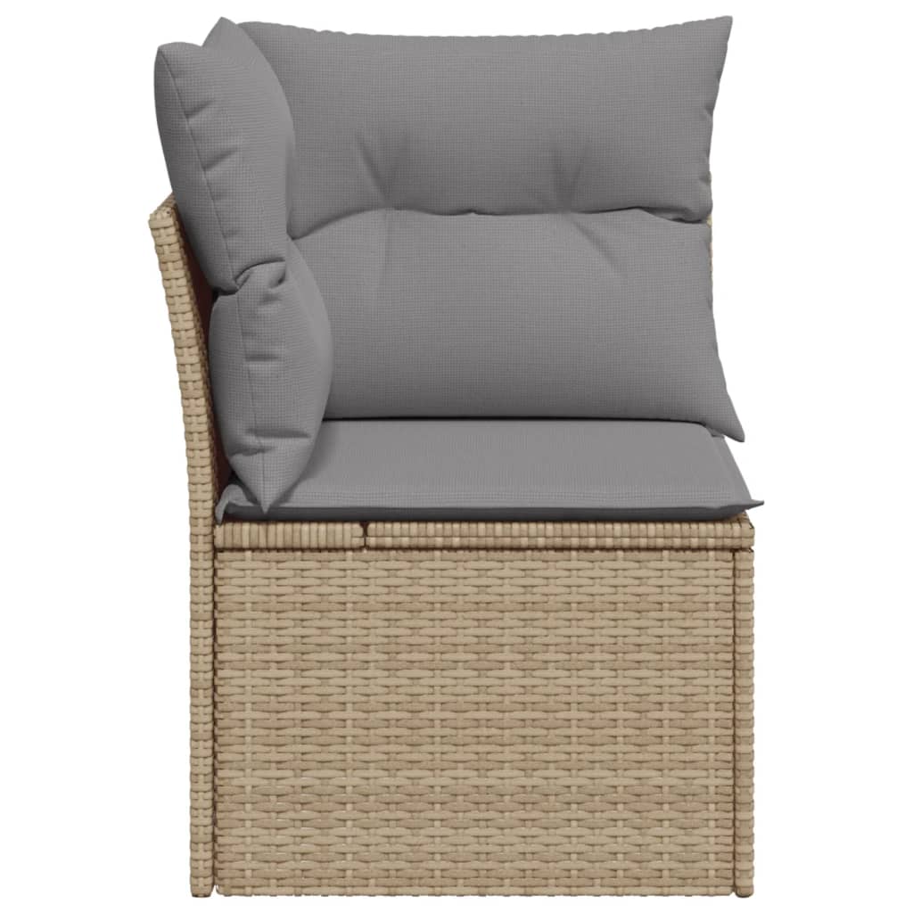 Divano Angolare da Giardino con Cuscini Beige in Polyrattan - homemem39