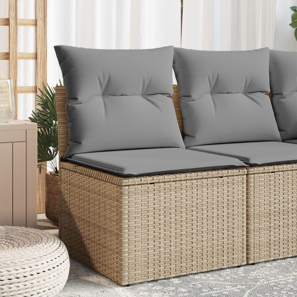 Divano Angolare da Giardino con Cuscini Beige in Polyrattan - homemem39