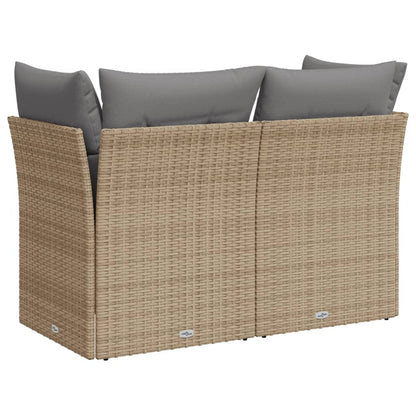 Divano da Giardino con Cuscini a 2 Posti Beige in Polyrattan - homemem39