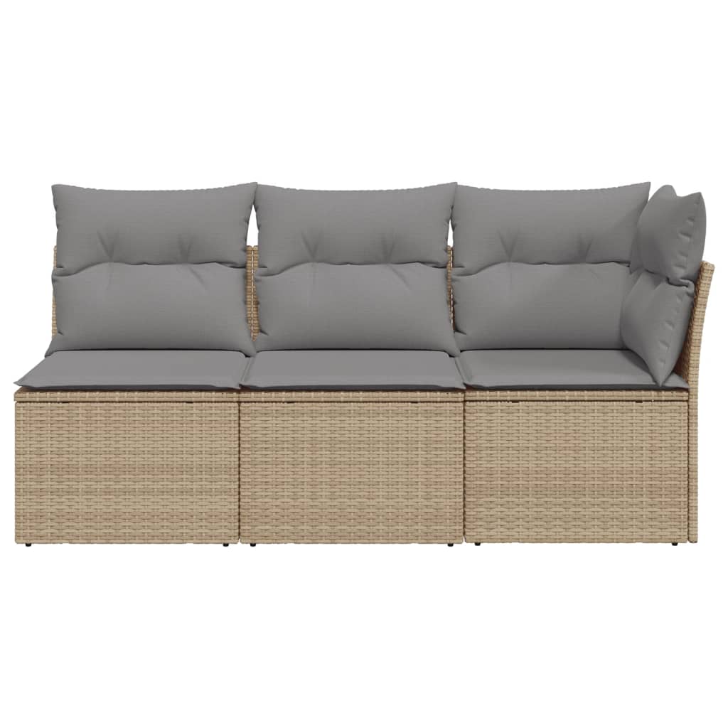 Divano da Giardino con Cuscini a 3 Posti Beige in Polyrattan - homemem39