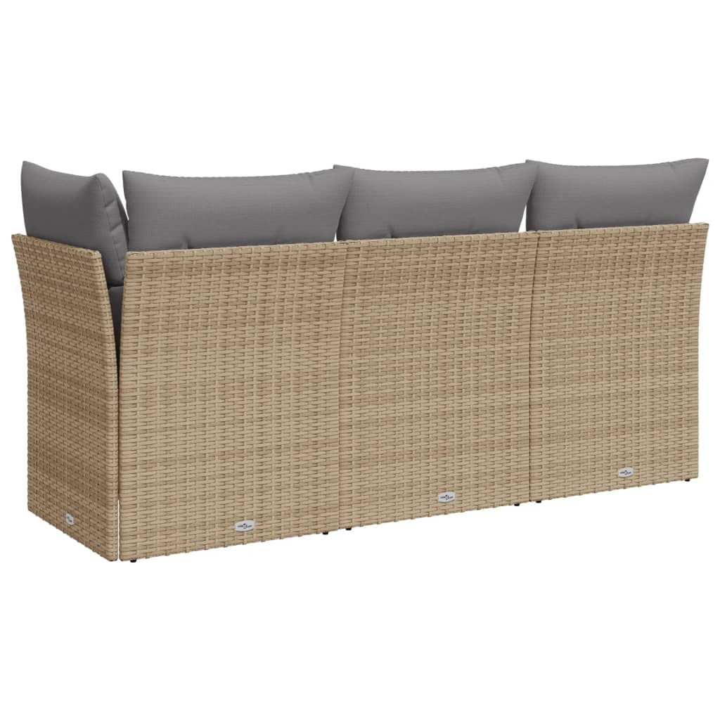 Divano da Giardino con Cuscini a 3 Posti Beige in Polyrattan - homemem39